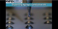 dispensing conductive adhesive silver ink dots with volumetric pump