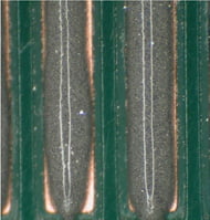 results of solder paste fluid dispensing with incorrect auger configuration