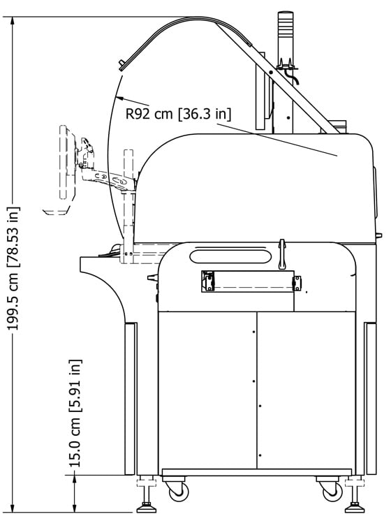 Precision Dispensing Specifications for equipment - side view